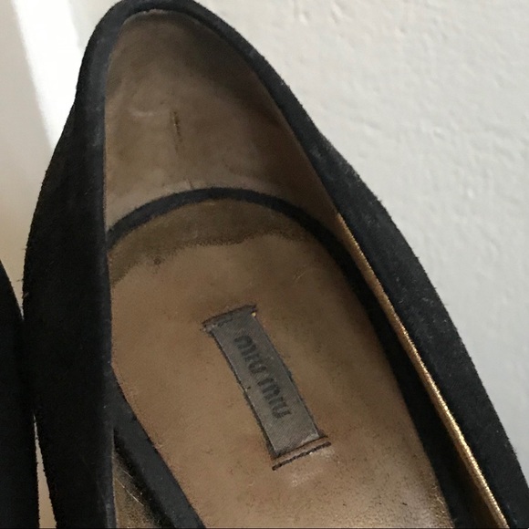 Miu Miu Black Suede Peep-Toes Wedge Heels size 38 - Picture 4 of 8